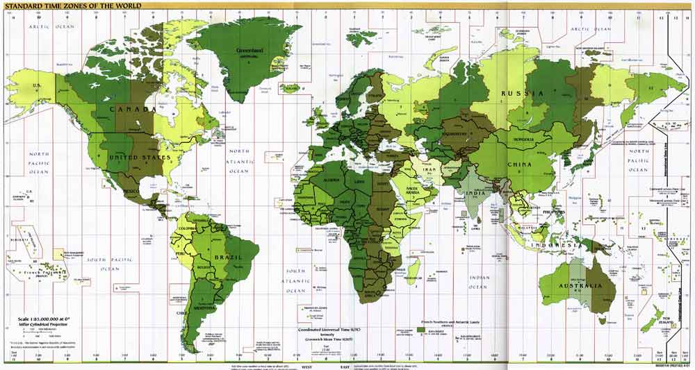 time zones of world. Time Zones 2001